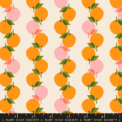 Juicy Stacked Up Peaches in Orange - Ruby Star Society Sold by the Half Yard